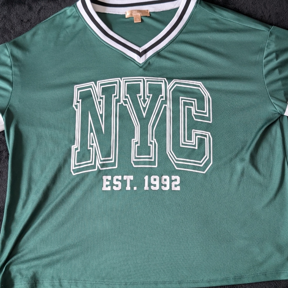 NYC Streetwear City Retro Green Jersey Grunge Indie Sleaze Acubi Basketball Sz L image 6